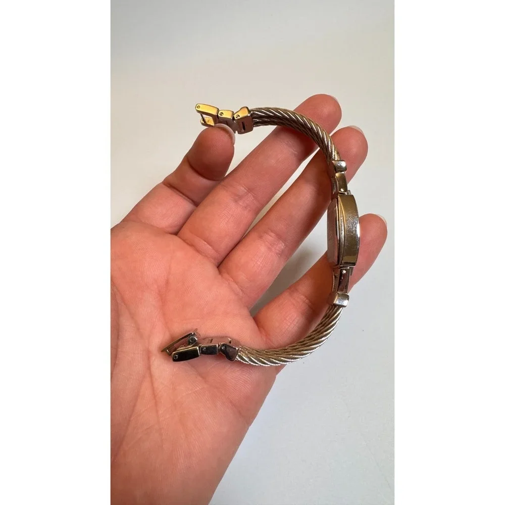 Anne‎ Klein Diamond Mother of Pearl Womens Watch Gold Tone Cable Bracelet